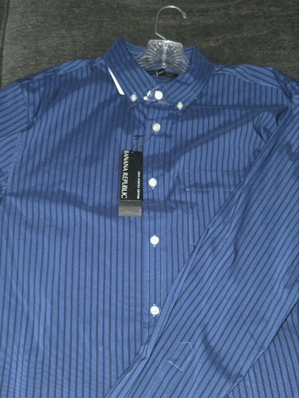 Banana Republic Men’s Navy Blue Pinstripe Button-Down Shirt